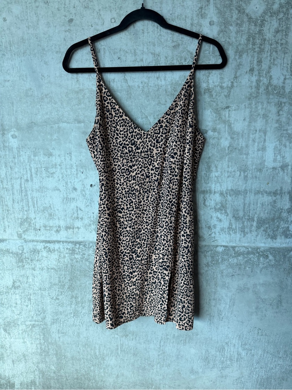 Reformation Leopard Slip Dress in Beige and Black